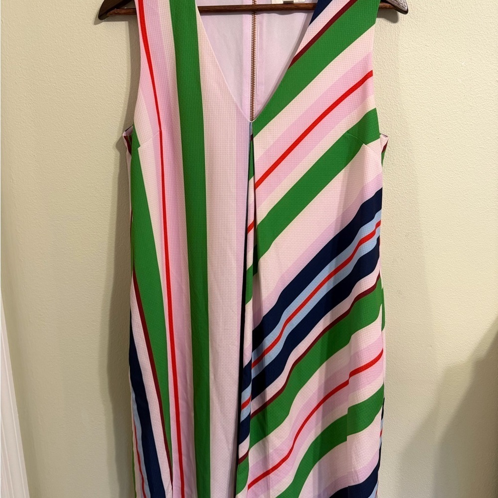 Ted Baker London Stripe Dress sleeveless Blush Pink Kelly Green Navy (US size 4) - Picture 10 of 12